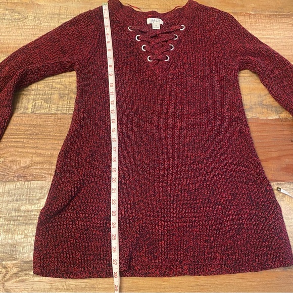 Style & Co. Womens Lace-Up Tunic Sweater Red Medium cotton blend - Picture 9 of 12